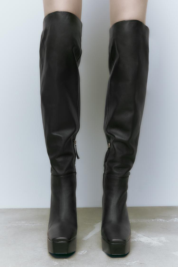 Zara black platform boots sales